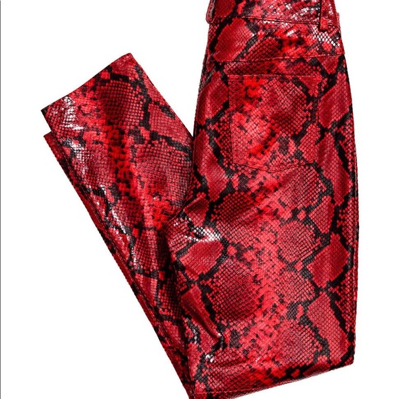 H&M Studio A/W 2016 Women's Red Snake Print Leather Pants NWT - Picture 10 of 12